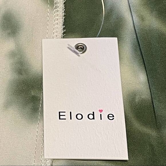 Elodie Tie Dye Rayon Green White High Rise Shorts Size XL - Picture 6 of 8